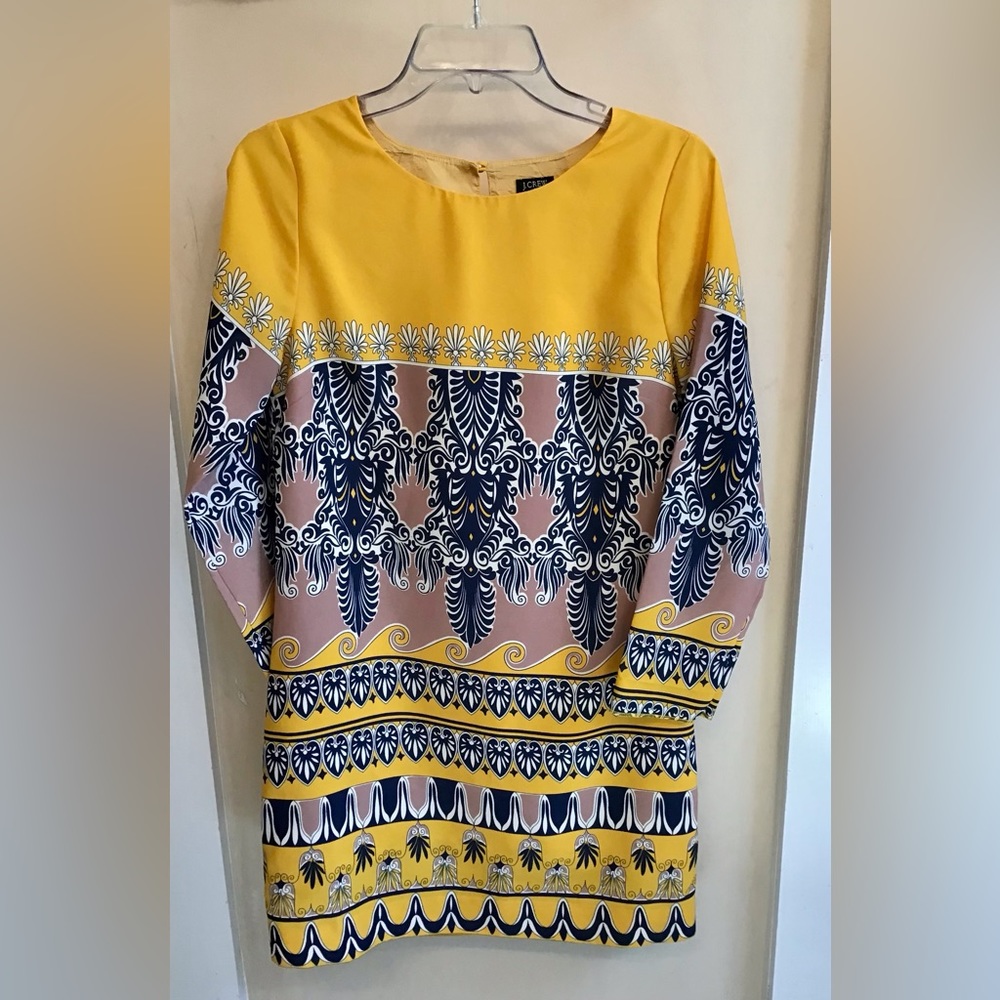 J.Crew yellow and black print sheath dress size 2